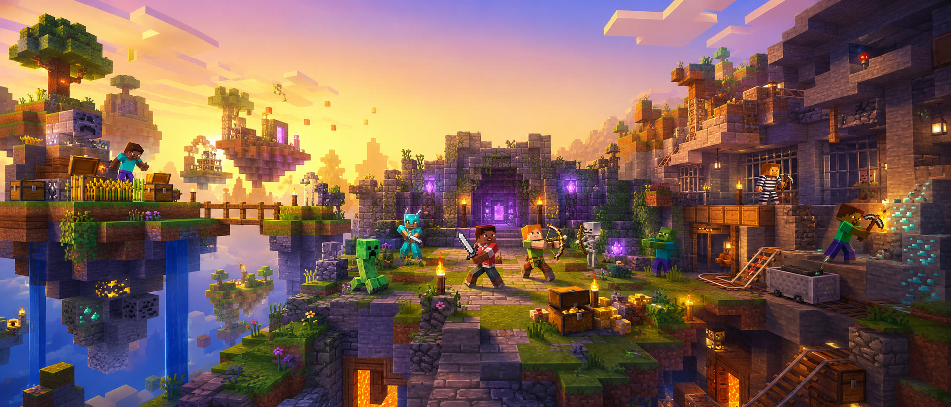 The Sun Realms world · floating islands at sunset